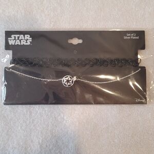 Star Wars Imperial Symbol Pendant Black Chocker Necklace Set - 1 Set